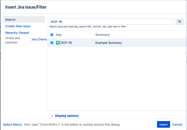 Insert Jira Issue-Filter